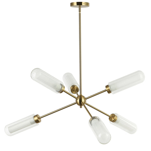  6 Light  Chandelier, Agb W/ Clr Fluted & Fr Glass | BBA-406C-AGB