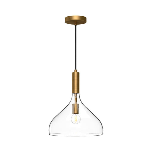 Alora Belleview 12-in Aged Gold/Clear Glass 1 Light Pendant