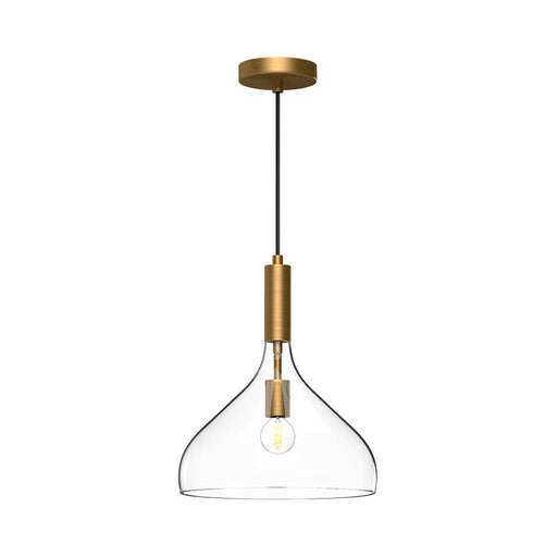 Belleview 12-in Aged Gold/clear Glass 1 Light Pendant | PD532312AGCL