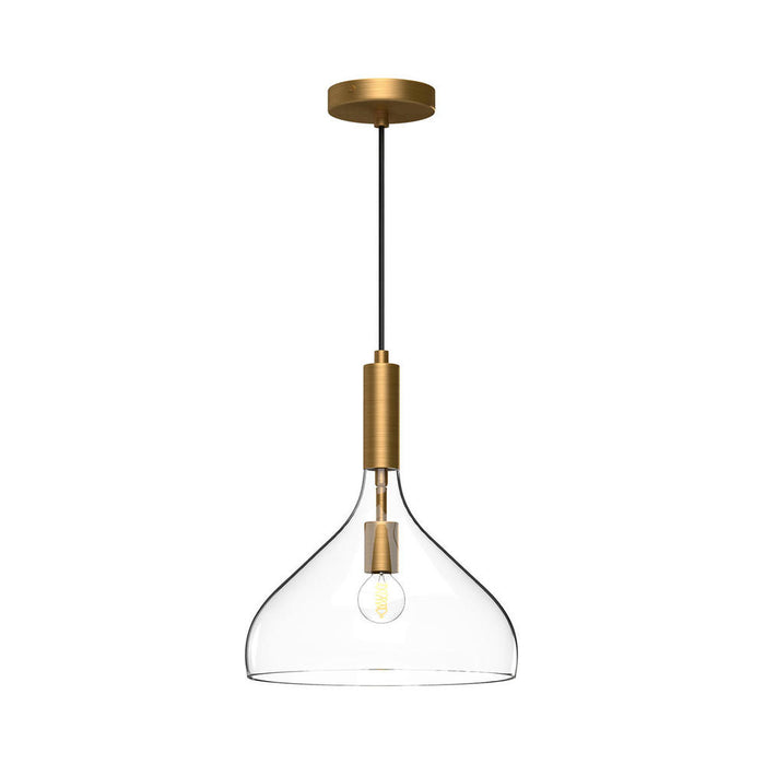 Belleview 12-in Aged Gold/clear Glass 1 Light Pendant | PD532312AGCL