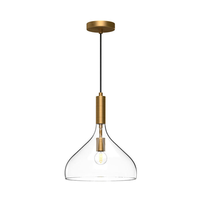 Alora Belleview 12-in Aged Gold/Clear Glass 1 Light Pendant