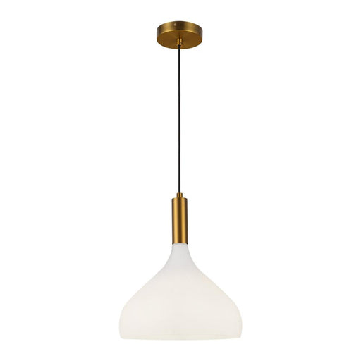 Belleview 12-in Aged Brass/opal Glass 1 Light Pendant | PD532312AGOP