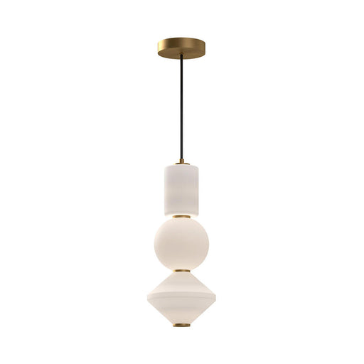 Bijou 8-in Aged Gold/opal Matte Glass Led Pendant | PD530341AGOP