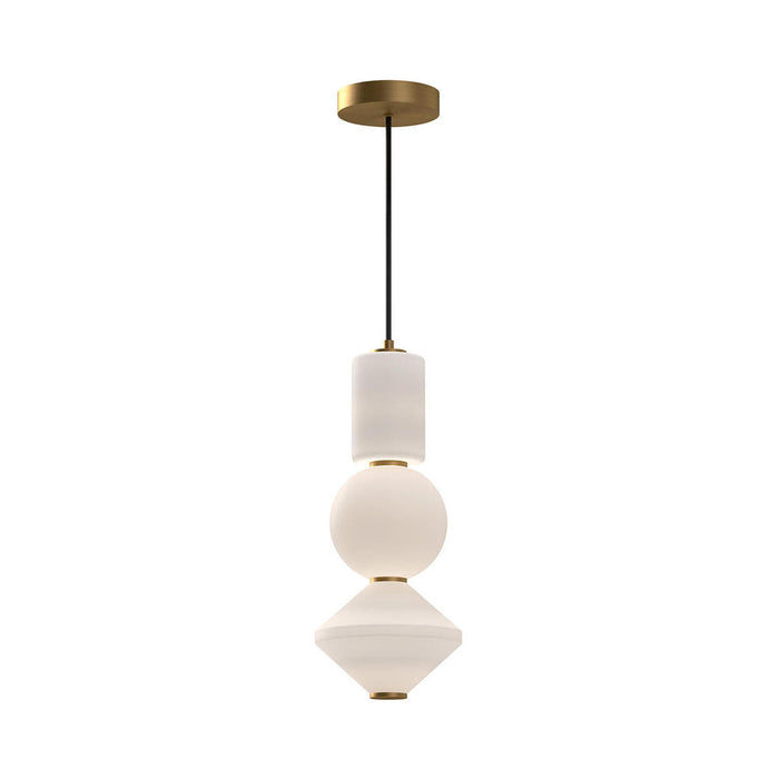Bijou 8-in Aged Gold/opal Matte Glass Led Pendant | PD530341AGOP