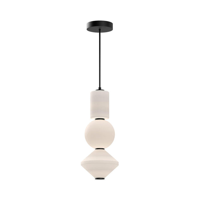 Alora Bijou 8-in Matte Black/Opal Matte Glass LED Pendant