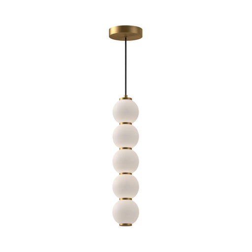 Alora Bijou 5-in Aged Gold/Opal Matte Glass LED Pendant