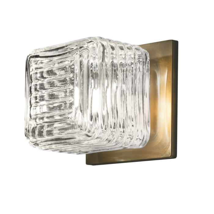 1lt Wall Sconce, Agb W/ Clr Ribbed Glass | BKY-51W-AGB-CLR