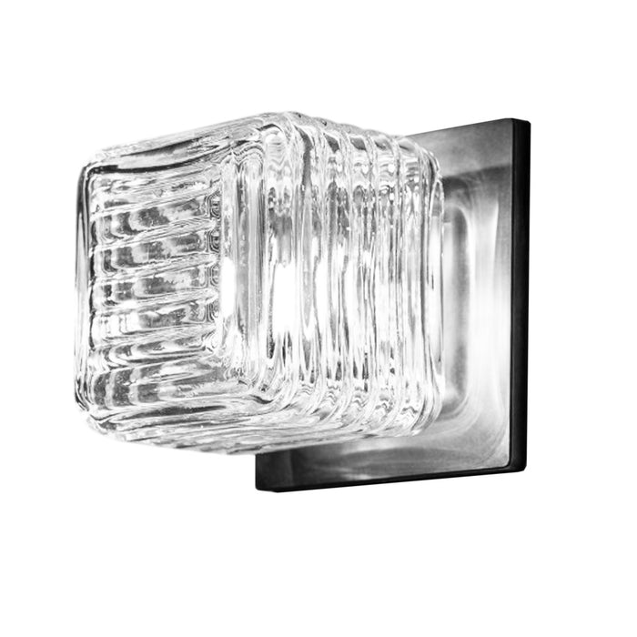 1lt Wall Sconce, Pc W/ Clr Ribbed Glass | BKY-51W-PC-CLR