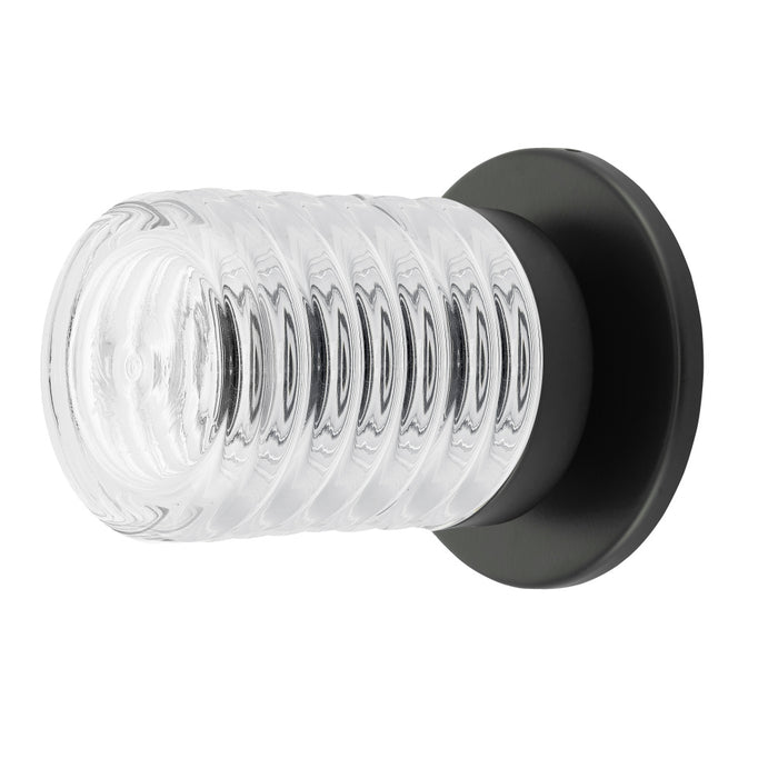 1lt Wall Sconce, Mb W/ Clr Ribbed Glass | BKY-61W-MB-CLR