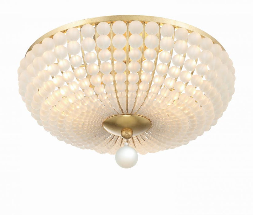 Crystorama Bella 3 Light Antique Gold Semi Flush Mount