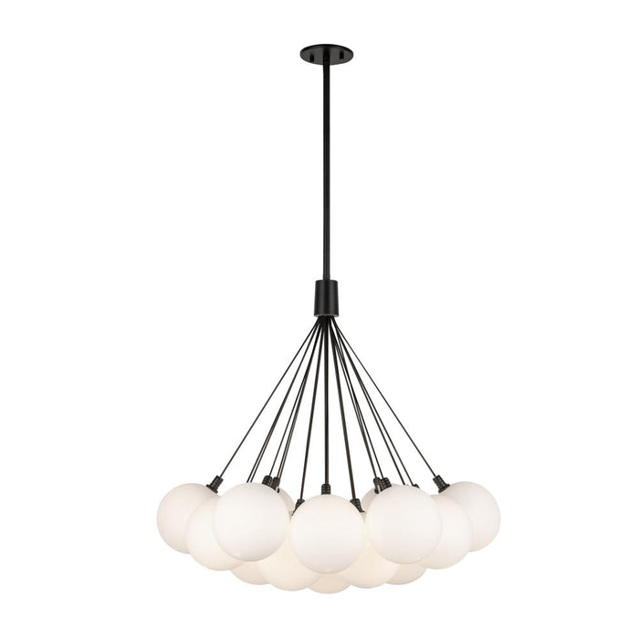 Kuzco Lighting Inc Bolla 28-in Black/Opal Glass LED Chandelier