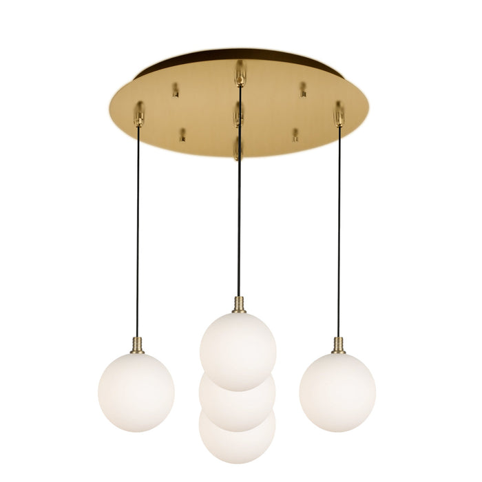 Bolla 16-in Brushed Gold/opal Glass 5-light Multi Pendant | MP3106BGOP-05