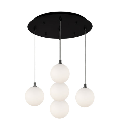Bolla 16-in Black/opal Glass 5-light Multi Pendant | MP3106BKOP-05