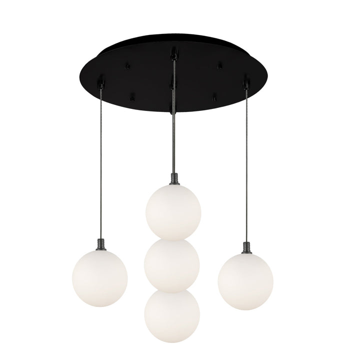 Bolla 16-in Black/opal Glass 5-light Multi Pendant | MP3106BKOP-05