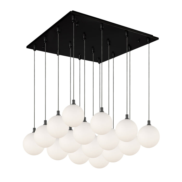 Bolla 21-in Black/opal Glass 16-light Multi Pendant | MP3106BKOP-16