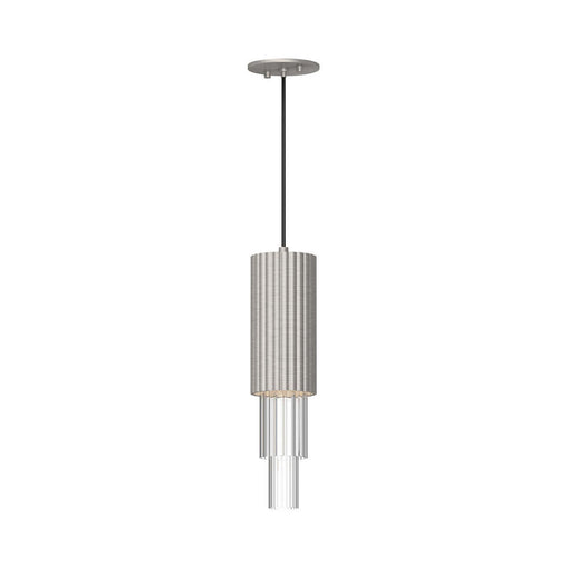 Bordeaux 4-in Brushed Nickel/clear Ribbed Glass Led Pendant | PD502204BNCR