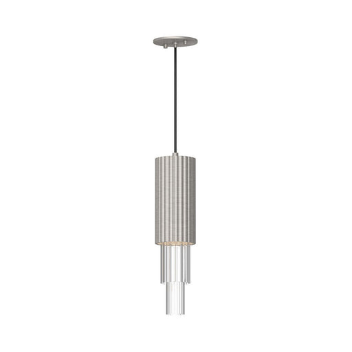 Alora Bordeaux 4-in Brushed Nickel/Clear Ribbed Glass LED Pendant