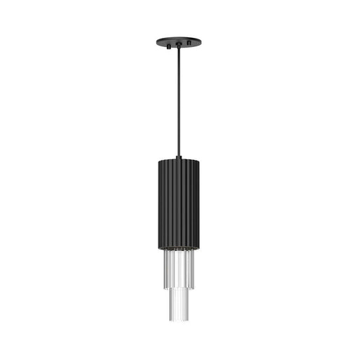 Bordeaux 4-in Clear Ribbed Glass/matte Black Led Pendant | PD502204MBCR