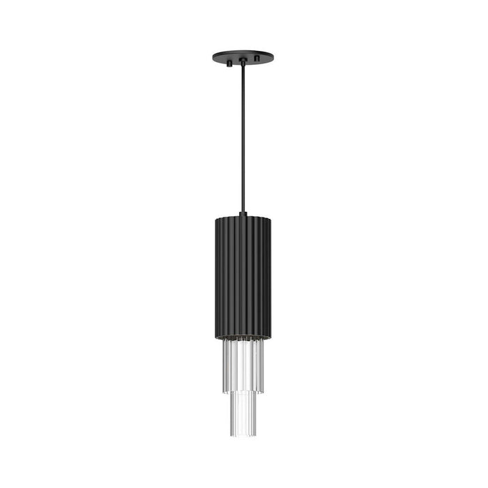 Bordeaux 4-in Clear Ribbed Glass/matte Black Led Pendant | PD502204MBCR