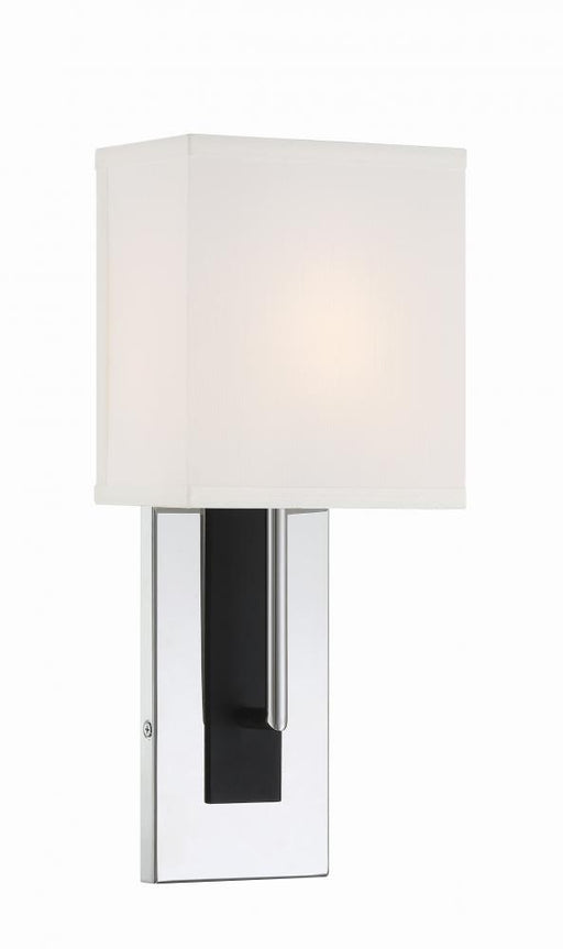 Crystorama Brent 1 Light Polished Nickel + Black Forged Sconce