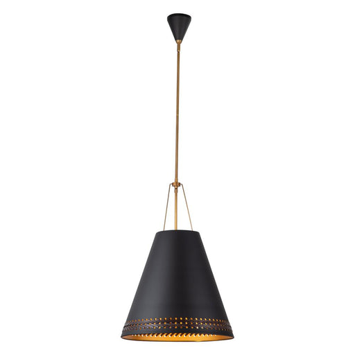 Brickell 20-in Matte Black/hazelnut Leather 3 Lights Pendant | PD342020MBHL