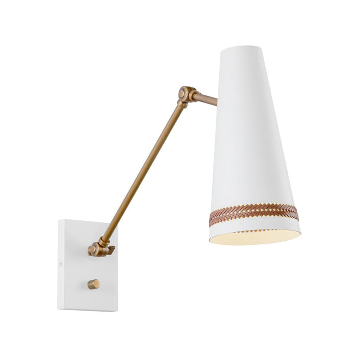 Alora Brickell 5-in Matte White/Hazelnut Leather 1 Light Wall/Vanity