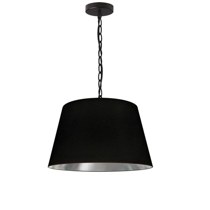 1lt Brynn Small Pendant, Blk/sv Shade, Black | BRY-S-BK-697
