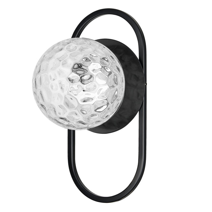 1lt Wall Sconce, Mb W/ Clr Hammered Glass | BUR-121W-MB-CLR