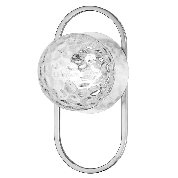 1 Lightt Wall Sconce, Pc W/ Clr Hammered Glass | BUR-121W-PC-CLR
