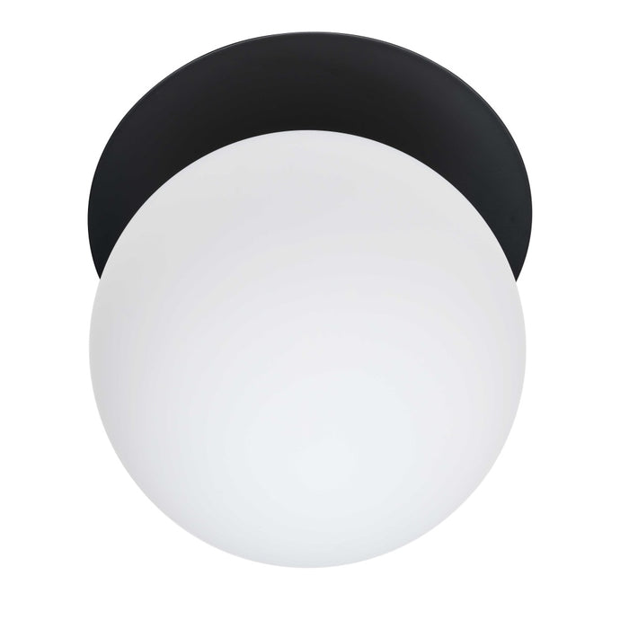 1 Light Matte Black Incandescent Wall Sconce With White Glass Globe | BUR-131W-MB-WH