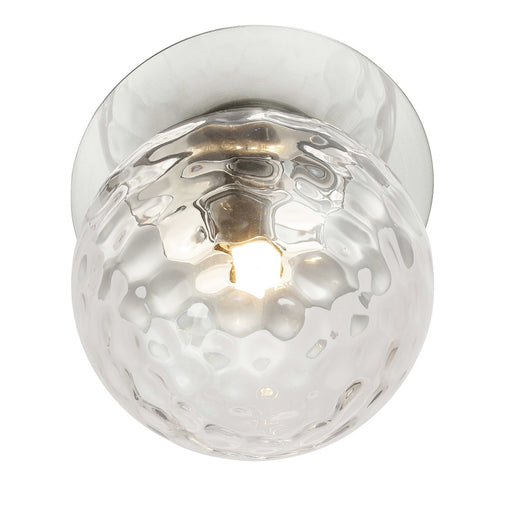 1 Light Polished Chrome Incandescent Wall Sconce With Hammered Glass Globe | BUR-131W-PC-CLR