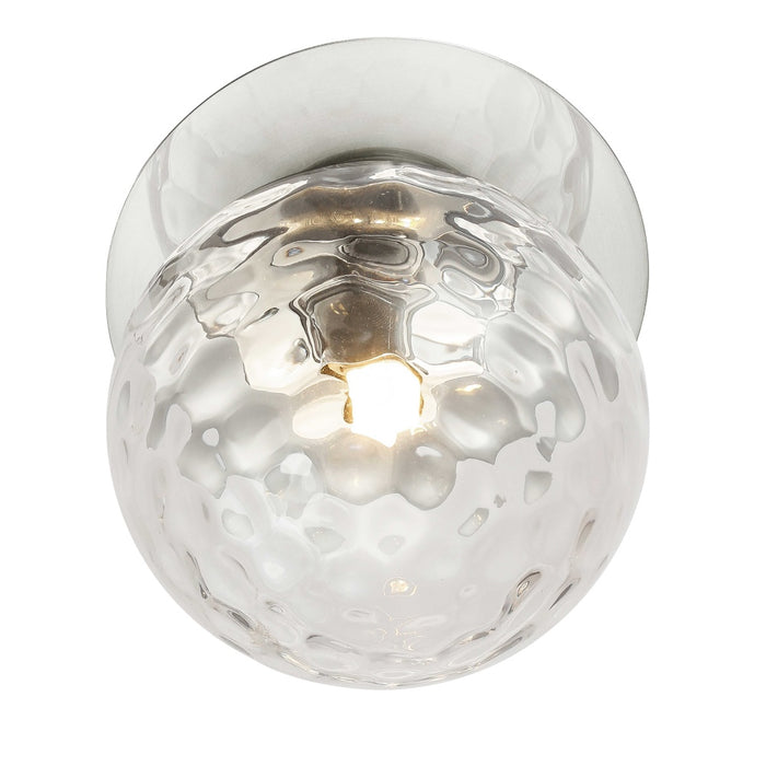 1 Light Polished Chrome Incandescent Wall Sconce With Hammered Glass Globe | BUR-131W-PC-CLR