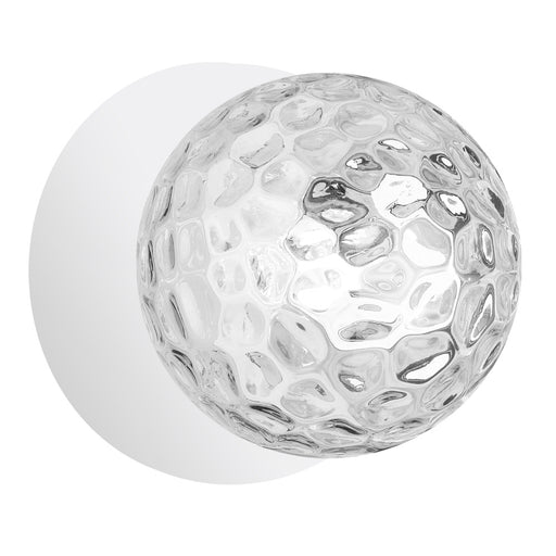 1 Light Matte White Incandescent Wall Sconce With Hammered Glass Globe | BUR-51W-MW-CLR