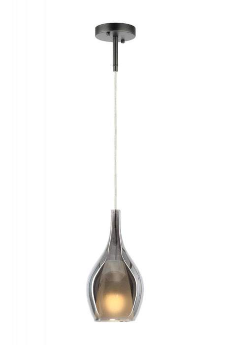 Matteo 1 LT "JERICHO" D5.9" MATTE BLACK+ SM GLASS Pendant E26