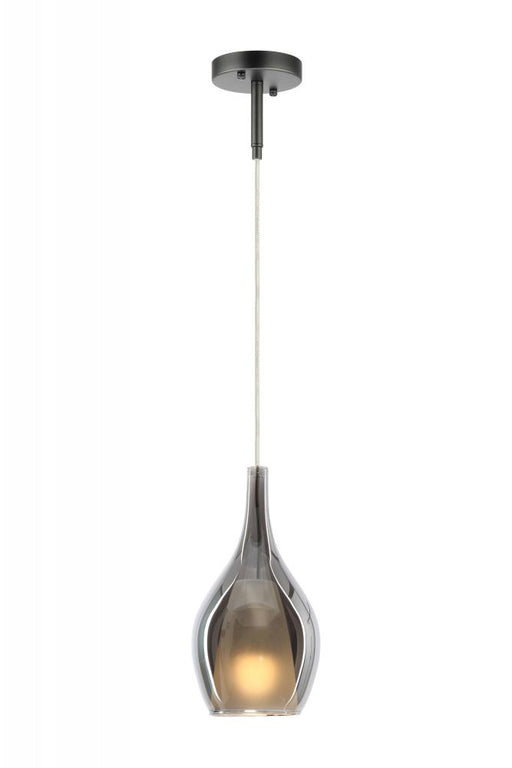 Matteo 1 LT "JERICHO" D5.9" MATTE BLACK+ SM GLASS Pendant E26