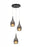 Matteo 3 LT "JERICHO" D13.75" ROUND CANOPY MATTE BLACK+ SM GLASS Pendant E26