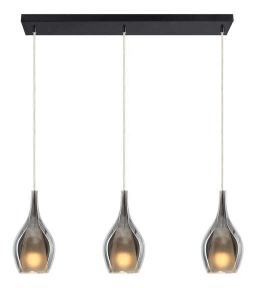 Matteo 3 LT "JERICHO" 28"L RECTANGLE CANOPY MATTE BLACK+ SM GLASS Pendant E26