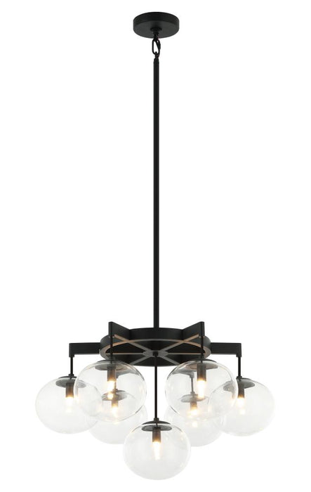 Matteo 7 LT 24" DIAM "BULBUS" MATTE BLACK/CEILING CLEAR GLASS Chandelier LED G9 LED 10W