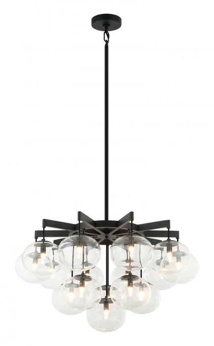 Matteo 16 LT 32" DIAM "BULBUS" MATTE BLACK/CEILING CLEAR GLASS Chandelier LED G9 LED 10W