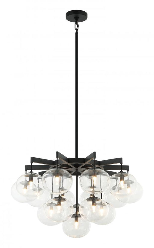 Matteo 16 LT 32" DIAM "BULBUS" MATTE BLACK/CEILING CLEAR GLASS Chandelier LED G9 LED 10W