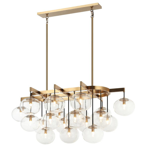 Matteo 19 LT 46"L "BULBUS" AGED GOLD/CEILING CLEAR GLASS Chandelier LED G9 LED 10W