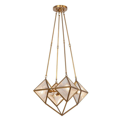 Alora Cairo 21-in Ribbed Glass/Vintage Brass 4 Lights Chandeliers