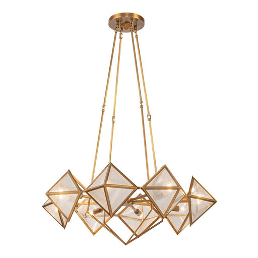 Alora Cairo 30-in Ribbed Glass/Vintage Brass 8 Lights Chandeliers