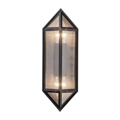 Alora Cairo 5-in Black/Ribbed Glass 2 Lights Exterior Wall Sconce