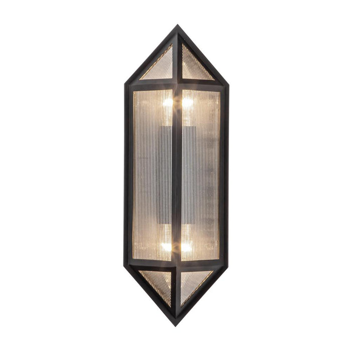 Alora Cairo 5-in Black/Ribbed Glass 2 Lights Exterior Wall Sconce