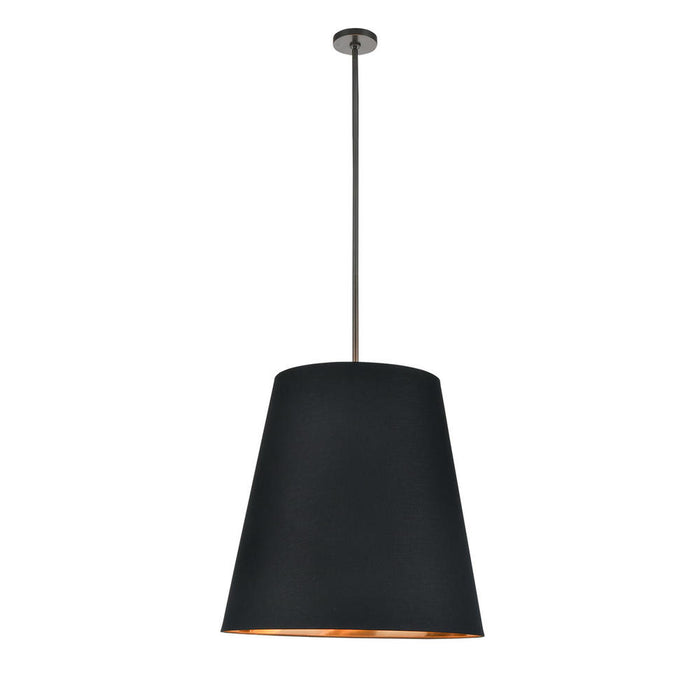 Alora Calor 25-in Black Linen With Gold Parchment/Urban Bronze 3 Lights Pendant