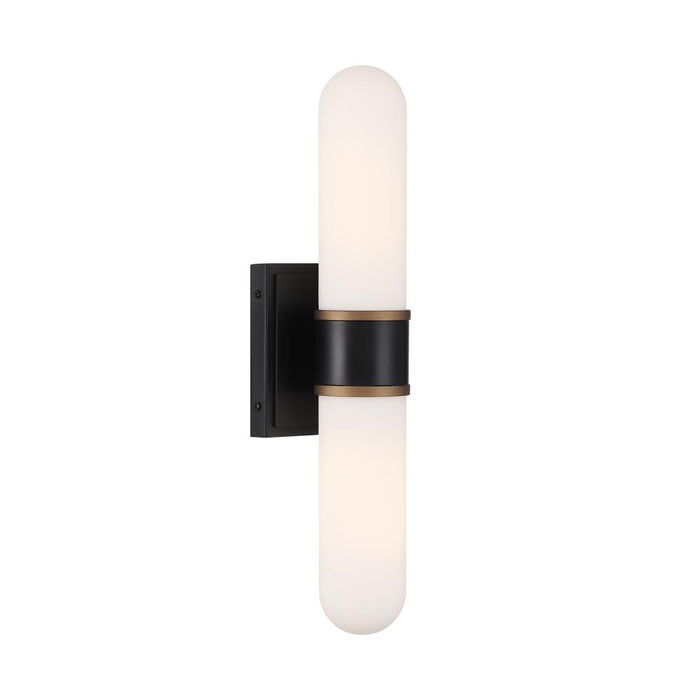 Brian Patrick Flynn Capsule 2 Light Led Matte Black + Textured Gold Sconce | CAP-8512-MK-TG