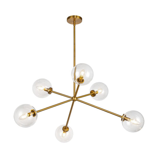 Cassia 40-in Aged Brass/clear Glass 6 Lights Chandelier | CH549640AGCL