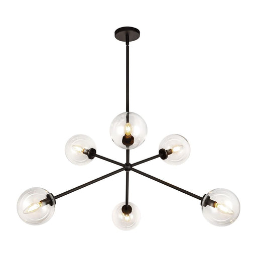 Cassia 40-in Matte Black/clear Glass 6 Lights Chandelier | CH549640MBCL