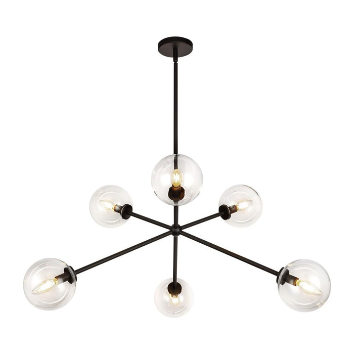 Cassia 40-in Matte Black/clear Glass 6 Lights Chandelier | CH549640MBCL